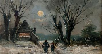 Constant Dratz met een landschap met wandelende mensen