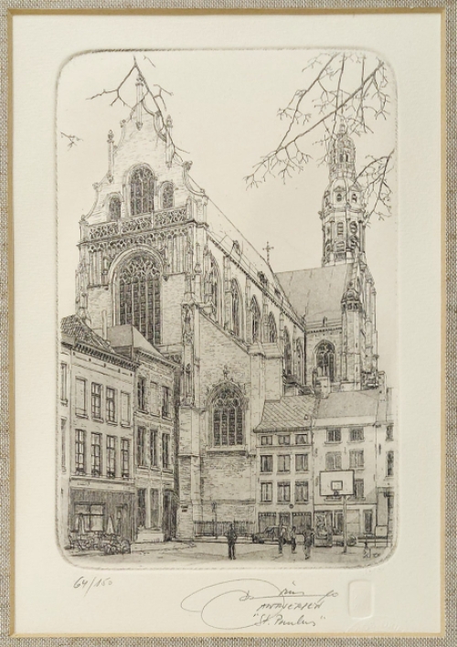 Kunstwerkje van de Belgische etser Dries Van Den Broeck