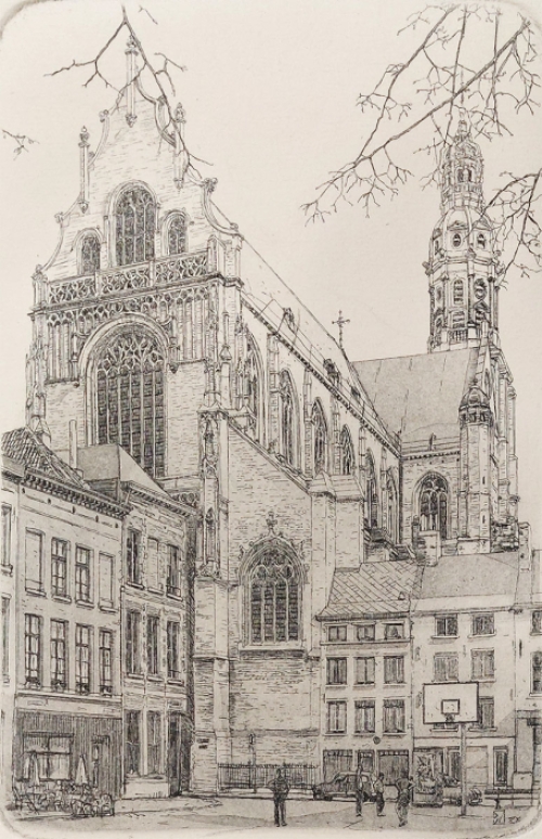 Dries Van Den Broeck met een Antwerpse ets