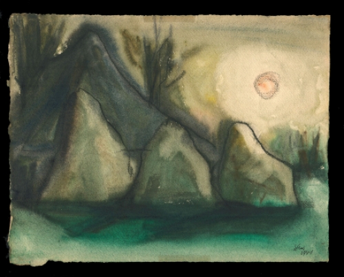 Waterverfschilderijtje van de Belgische tekenaar Dries Van Den Broeck