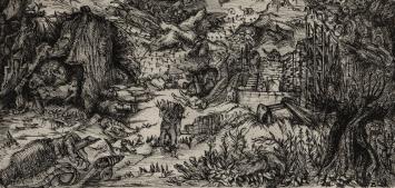 de suite ‘Duistere Machten’, ets Landschap