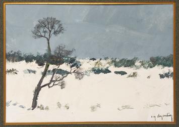 René Marie Dujardin met een landschapsschilderij