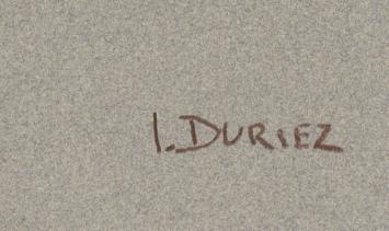 Irénée Duriez met een tekening van een naakt model
