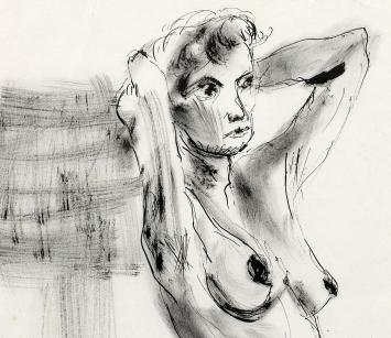 Irénée Duriez met een tekening uit 2001