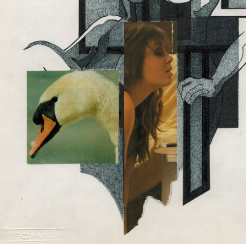 Eugène Eechaut met een tekening gemengde techniek