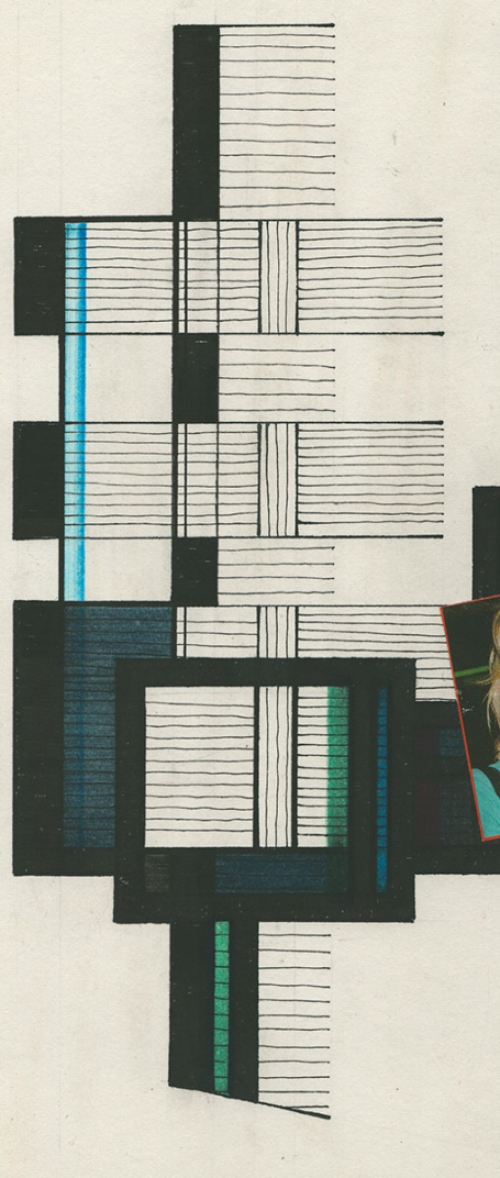 Eugène Eechaut met een collage op papier