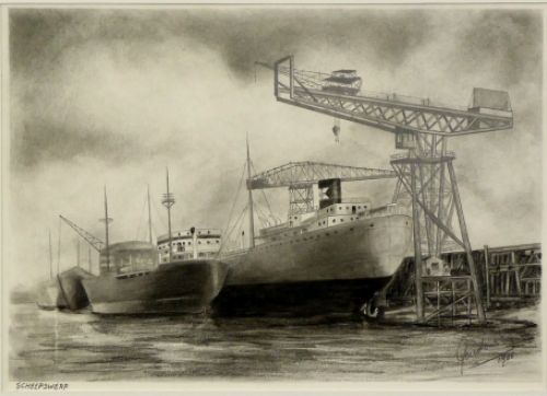 potloodtekening van kunstschilder uit Deurne Emile Geudens