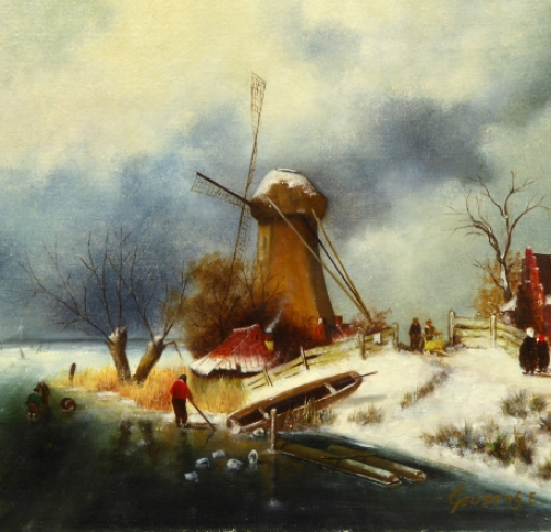 Schilderij van de kunstschilder uit Deurne Emile Geudens