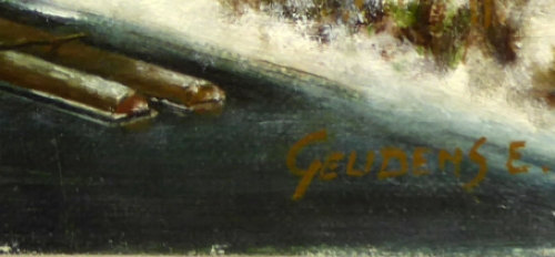 Schaatsers op het ijs  van de kunstenaar Emile Geudens