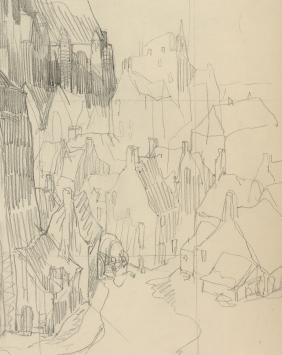 Edmond Van Dooren met tekening op papier