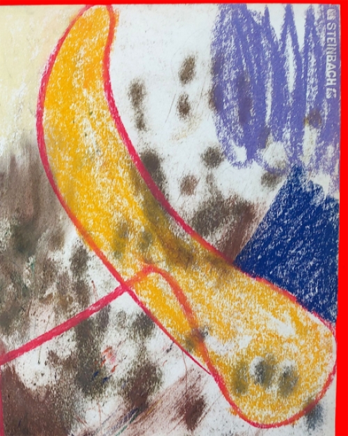 EKVIN Walter met een abstract kunstwerk uit 1968