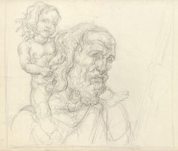 Man met kind door E. Van Dooren