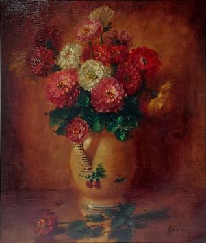 Edmond Sanders met een stilleven met bloemen
