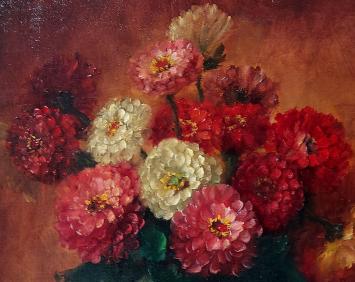 Stilleven, bloemen in een aarden kruik