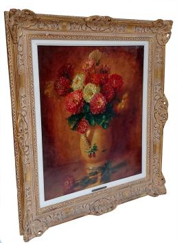 Stilleven, bloemen in een aarden kruik
