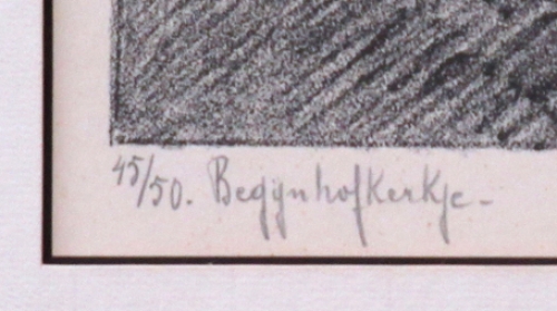 Litho van Edmond Van Dooren, het begijnhofkerkje