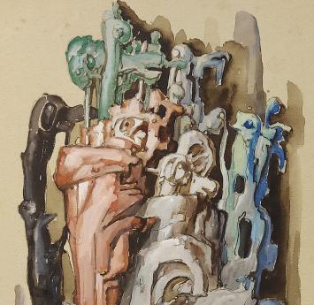 gouache, het standbeeld