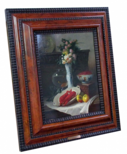 Stilleven met bloemen en kreeften 1869