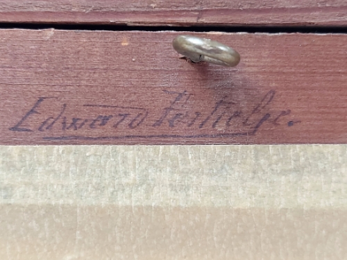 Kar met boten en vissers aan het water