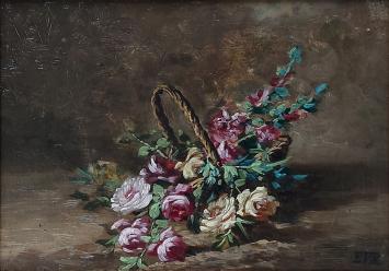 Edward Van Ryswyck met een bloemenschilderij