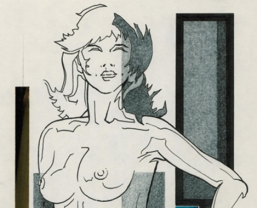 Collage, naakte dame van de Belgische kunstenaar Eugène Eechaut kopen