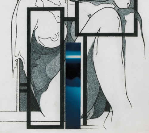 Eugène Eechaut met een tekening gemengde techniek