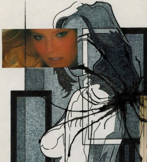 Eugène Eechaut met een tekening gemengde techniek