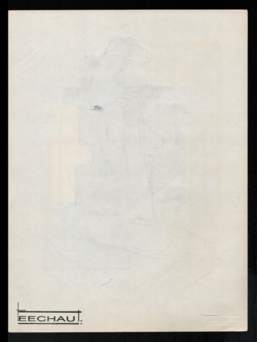 Tekening gemengde techniek,  Zittend naakte dame 20 11 1982