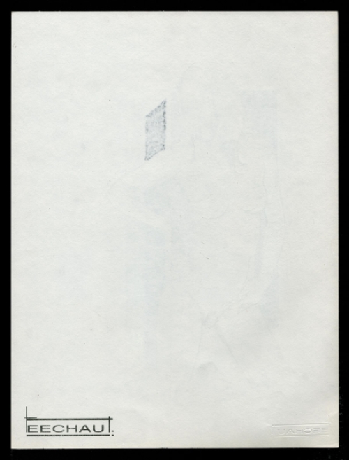 Eugène Eechaut met een werkje op papier