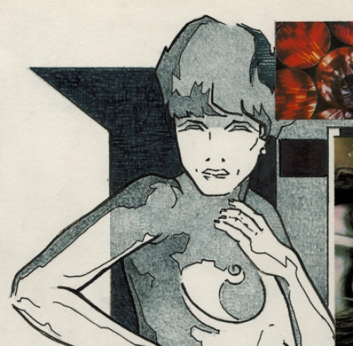 Eugène Eechaut met een tekening gemengde techniek