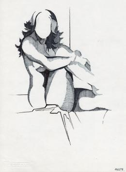 Tekening, gemengde techniek van de Belgische tekenaar Eugène Eechaut