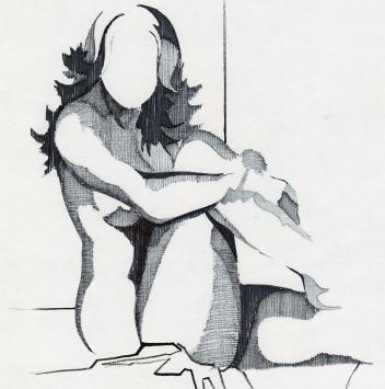 Eugène Eechaut met een naakt uit 1978