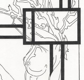 Eugène Eechaut met een tekening uit 1989