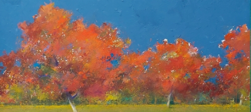 Eugène Eechaut met een olieverfschilderijtje