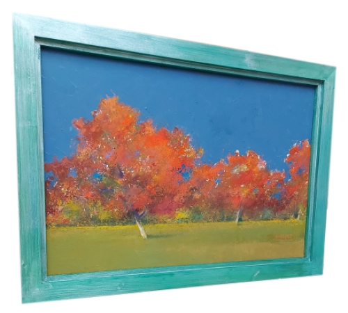 Bomen in een park met herfstkleuren  1990