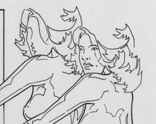 Eugène Eechaut met een tekening gemengde techniek