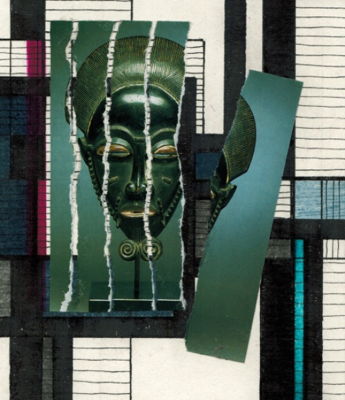 Eugène Eechaut met een tekening uit 1997