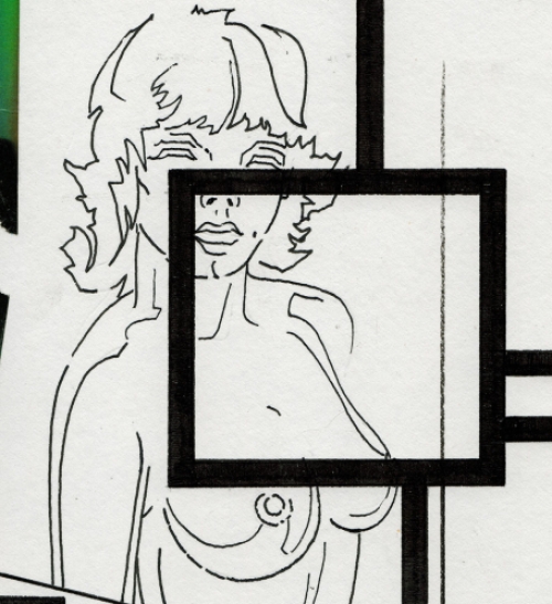 Eugène Eechaut met een tekening gemengde techniek