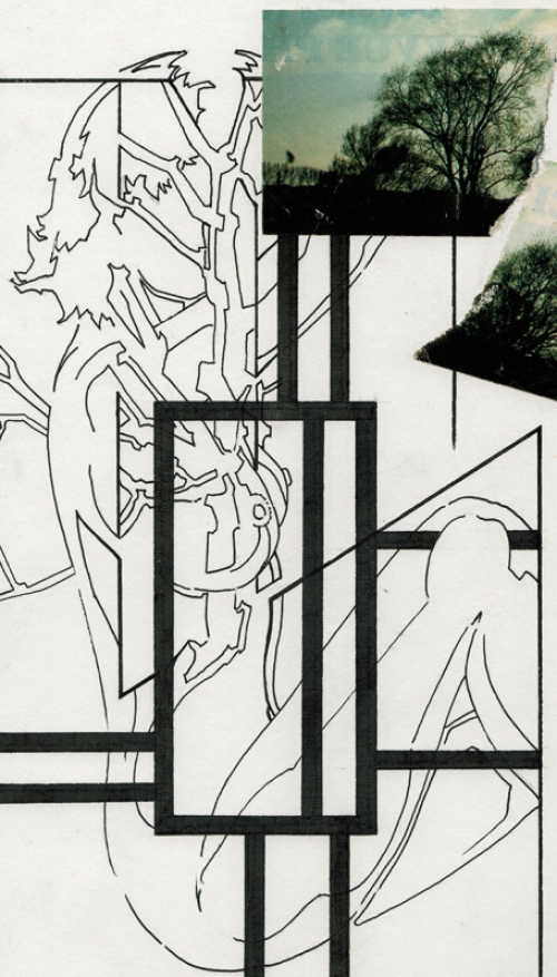 Eugène Eechaut met een tekening gemengde techniek