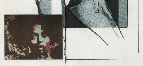 Eugène Eechaut met een tekening gemengde techniek