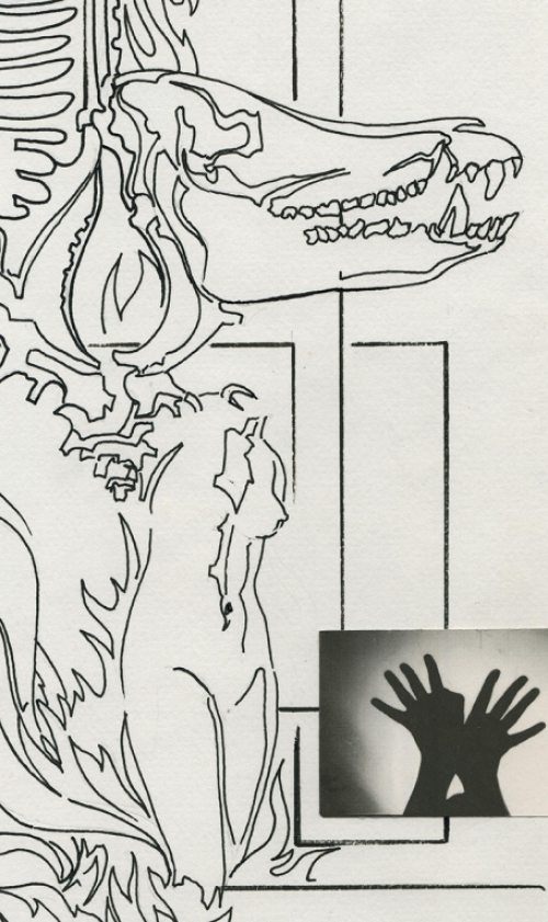 Eugène Eechaut met een tekening gemengde techniek