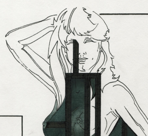 Eugène Eechaut met een tekening gemengde techniek