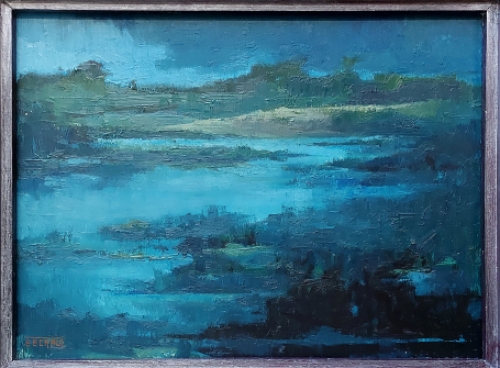 Landschapsgezicht aan het water 1975