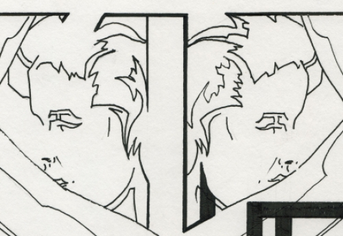 Eugène Eechaut met een tekening gemengde techniek