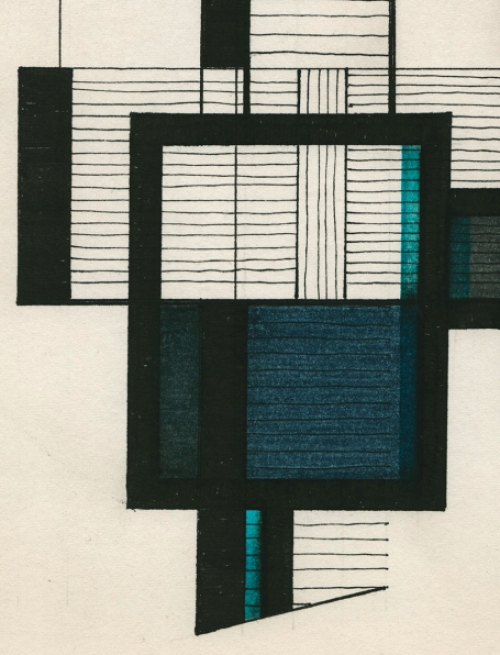 Eugène Eechaut met een tekening gemengde techniek