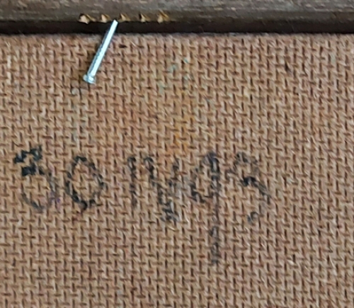 Blauw abstract schilderijtje 1993