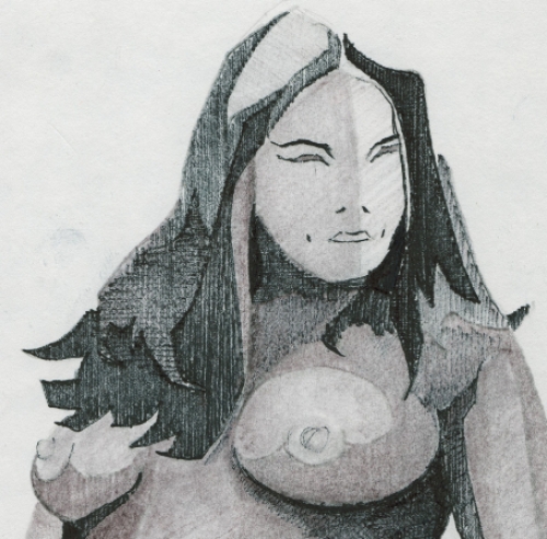 Eugène Eechaut met een tekening uit 1978