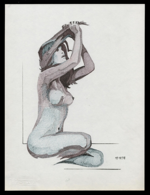 Naakt op papier van de Belgische kunstenaar Eugène Eechaut kopen