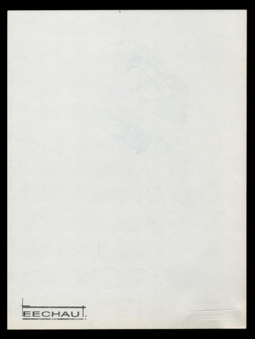 Schaduwtekening, zittend naakt spelend met haar haar 17 11 78