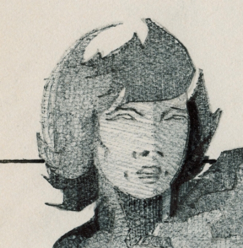 Eugène Eechaut met een tekening gemengde techniek